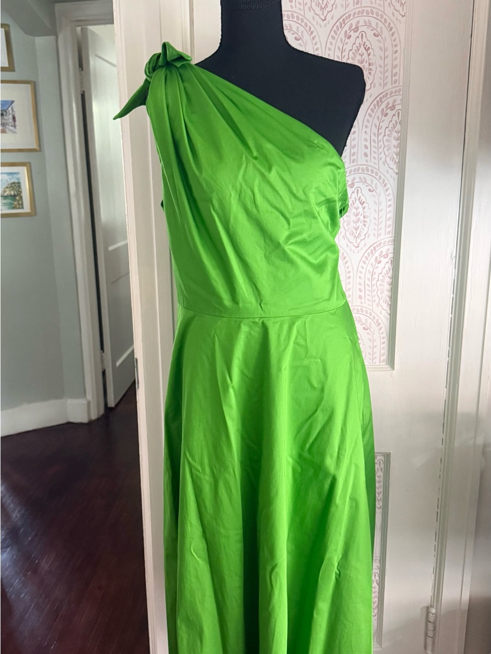 kate spade One-Shoulder Tie-Shoulder Midi Dress in Lime Green NWOT